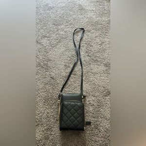 Black cross body purse or shoulder purse, whichever you prefer. Unknown brand.